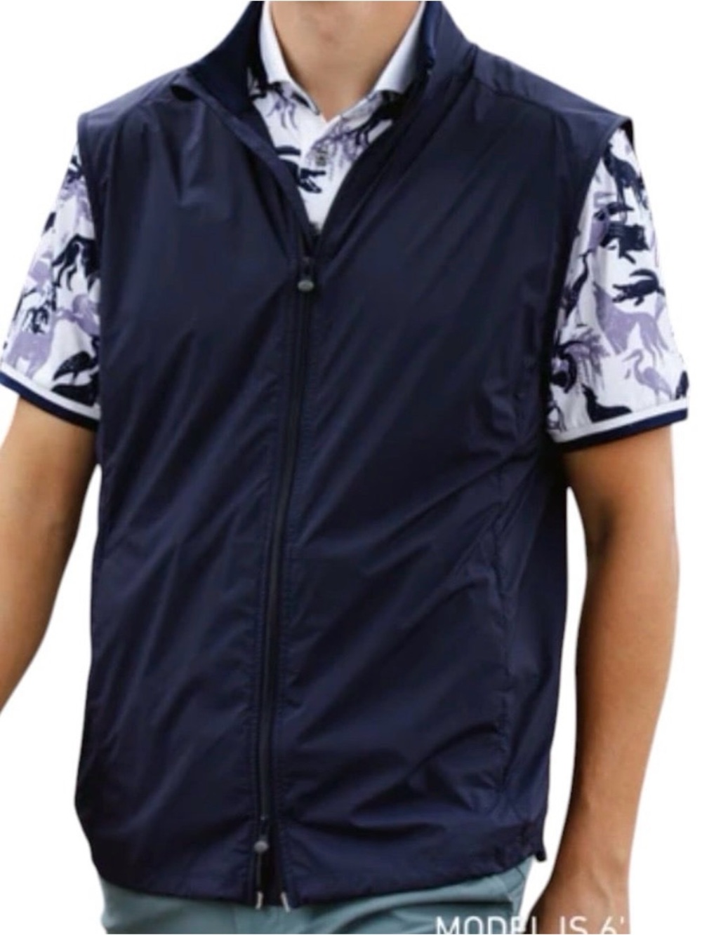 Greyson Trailwolf Vest L Blue Full Zip Lightweight Golf Performance Athletic